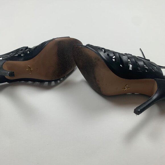 Pour La Victoire Black Strappy High Heel Sandals 8.5 Tie Laces Stiletto - Picture 5 of 9